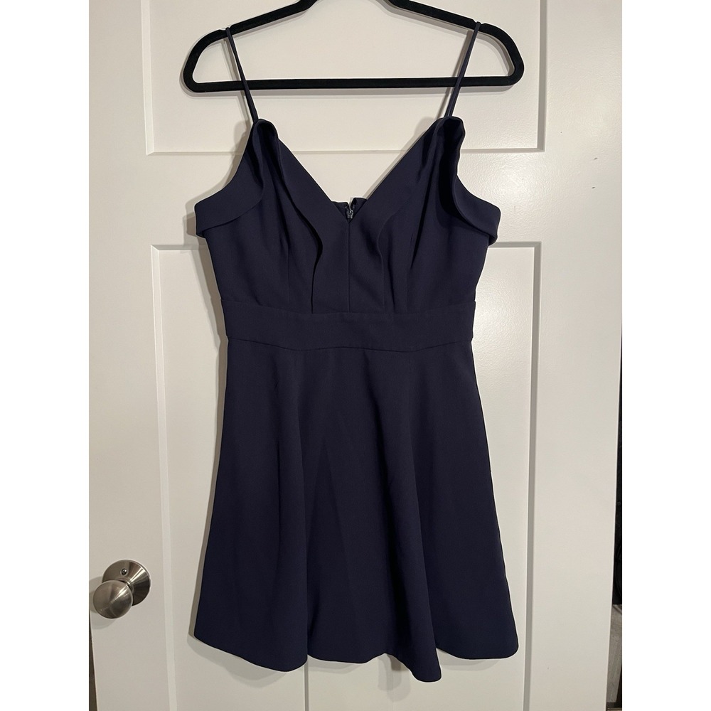 C/MEO Collective Navy Off Shoulder Fit Flare Dress Spaghetti Strap Women's M
